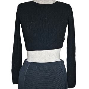 Topshop Black Long Sleeve Crop Knit Top Size Small